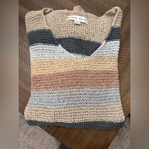 Knox Rose chunky striped light weight summer night sweater. Baggy bohemian!